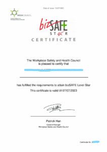 BizSAFE STAR Certificate